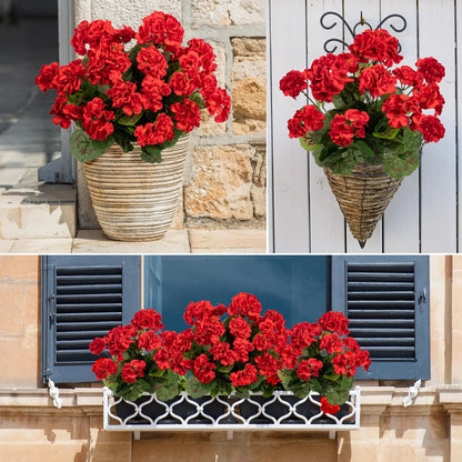 2/4pcs Artificial Flowers Faux Geranium UV Resistant Fake Flower for Planter Outdoor Garden Patio Decor Home Table Decoration