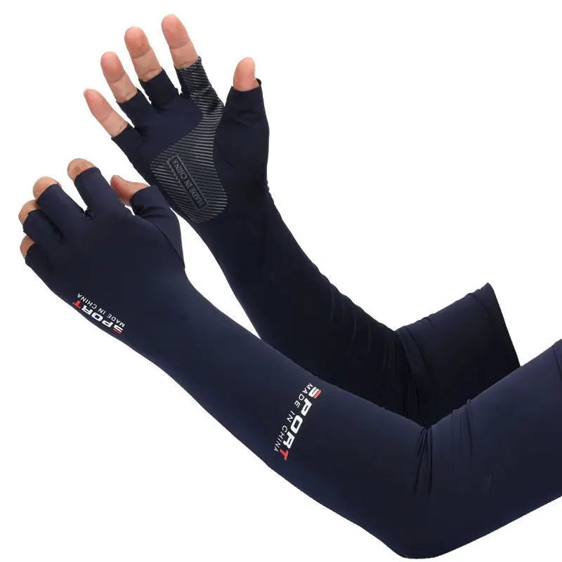 A Pair Outdoor Sports Cycling Summer Sunscreen Ice Feeling Long Gloves