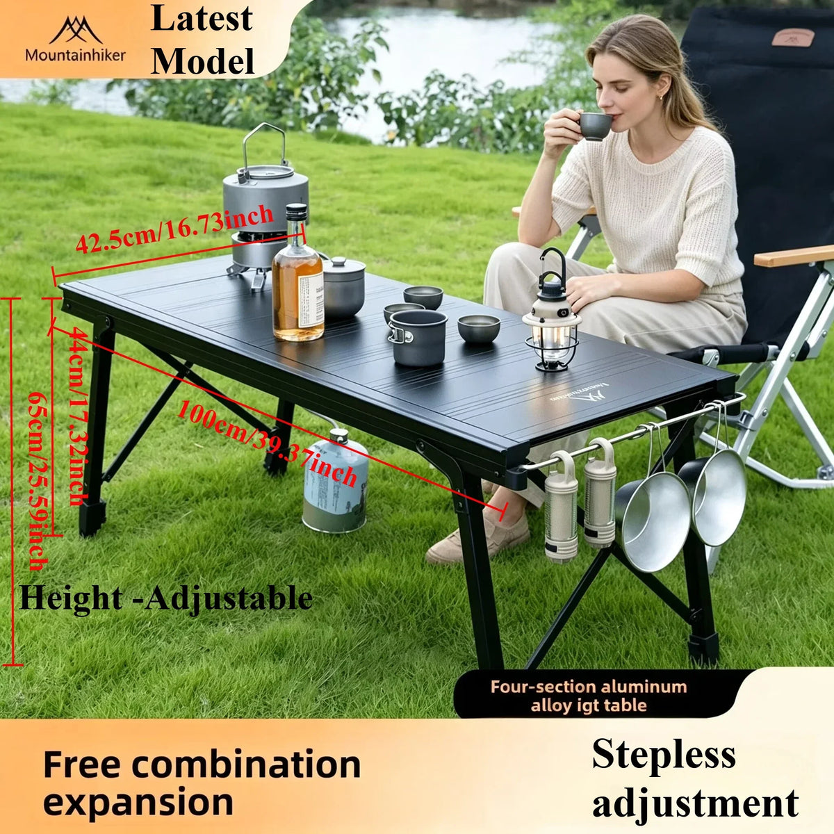 Folding IGT Camping Lift Table Mountainhiker, Portable Outdoor IGT Cooking System, 3-5 Tables, Multi-Purpose Camping Tables