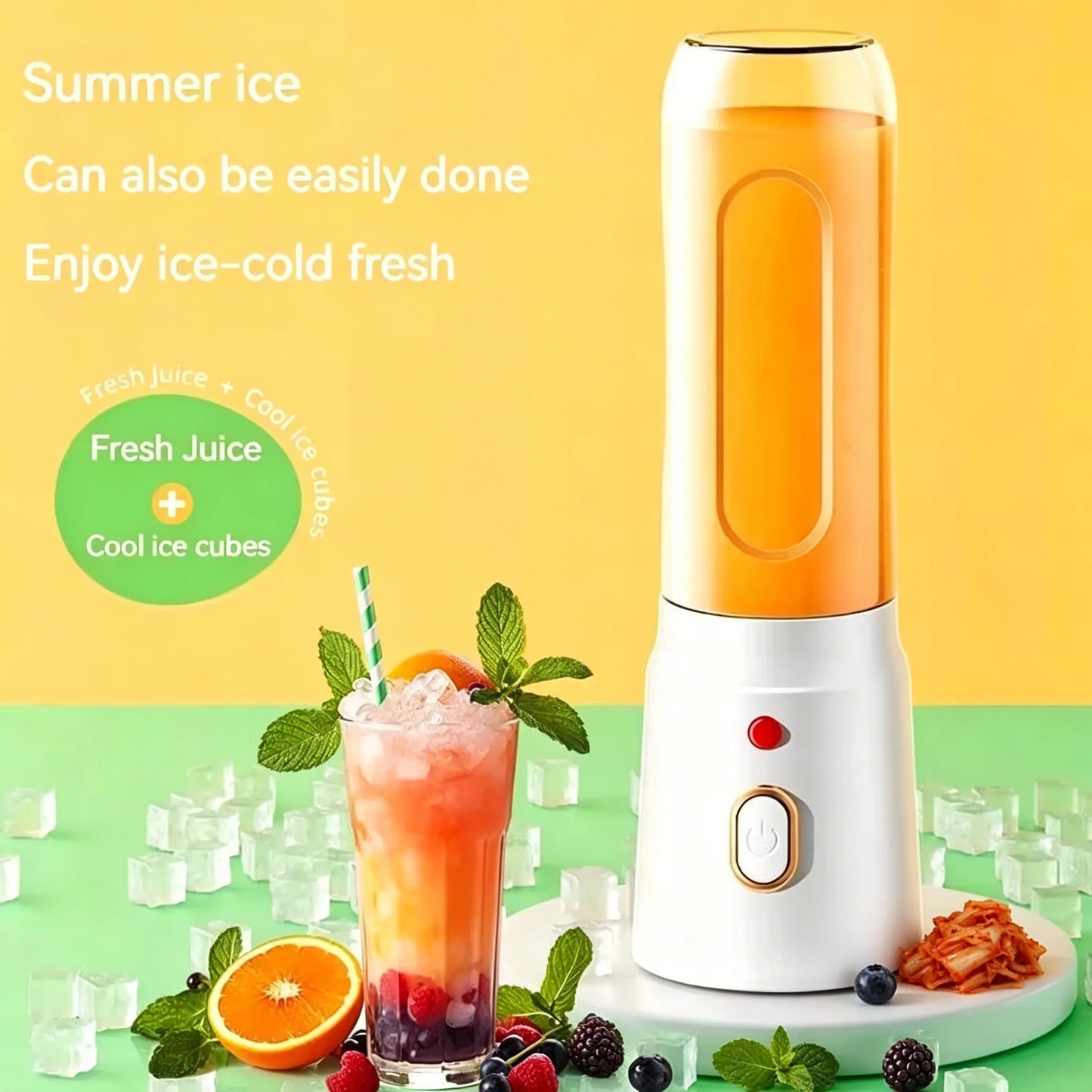 Portable USB Rechargeable Juicer 450ml 2 Cups Wireless Blender with Sports Lid, Mini Mixer for Juice Smoothie Shakes Home Use