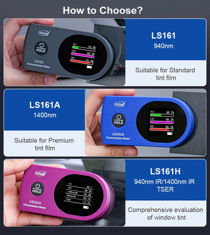 New Arrival Window Tint Meter TSER VLT UV IR Transmission Tint Meter LS161 LS161A LS161H Solar Film Tester for Cars