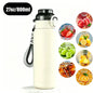 LUSQI 304 Stainless Steel Vacuum Insulated Water Bottle With 7 Flavor Pods 600/800ml Portable Thermos Outdoor Sports Water Cup