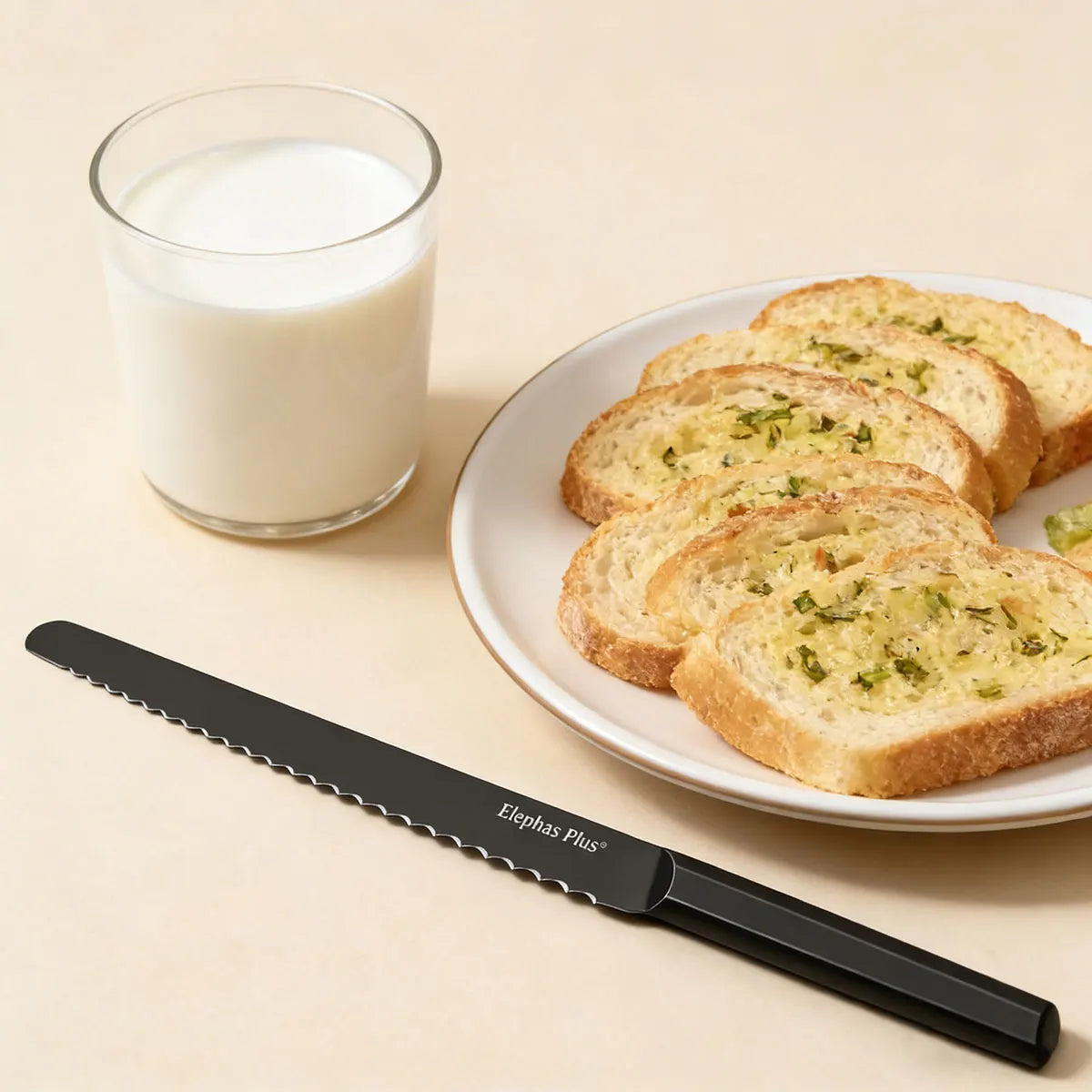 Non-Tear Serrated Bread Knife, Stainless Steel Long Cutter for Crumb-Free Slicing Bread Toast & Sandwich, Professional Baking To