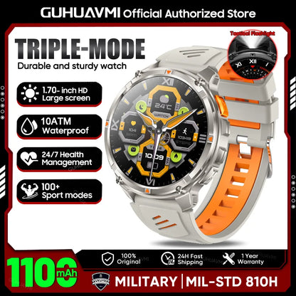 2026 New T-REX3 1100mAh Battery SmartWatch 10ATM Waterproof Compass Altitude HD Bluetooth call Sports Flashlight Smart Watch Men