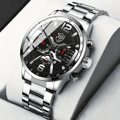 5 Pieces/set of Business Men's Watch Set Simple Casual Quartz Watch Pointer Alloy Dial Men Watch Set Is The IdealChoice forGifts