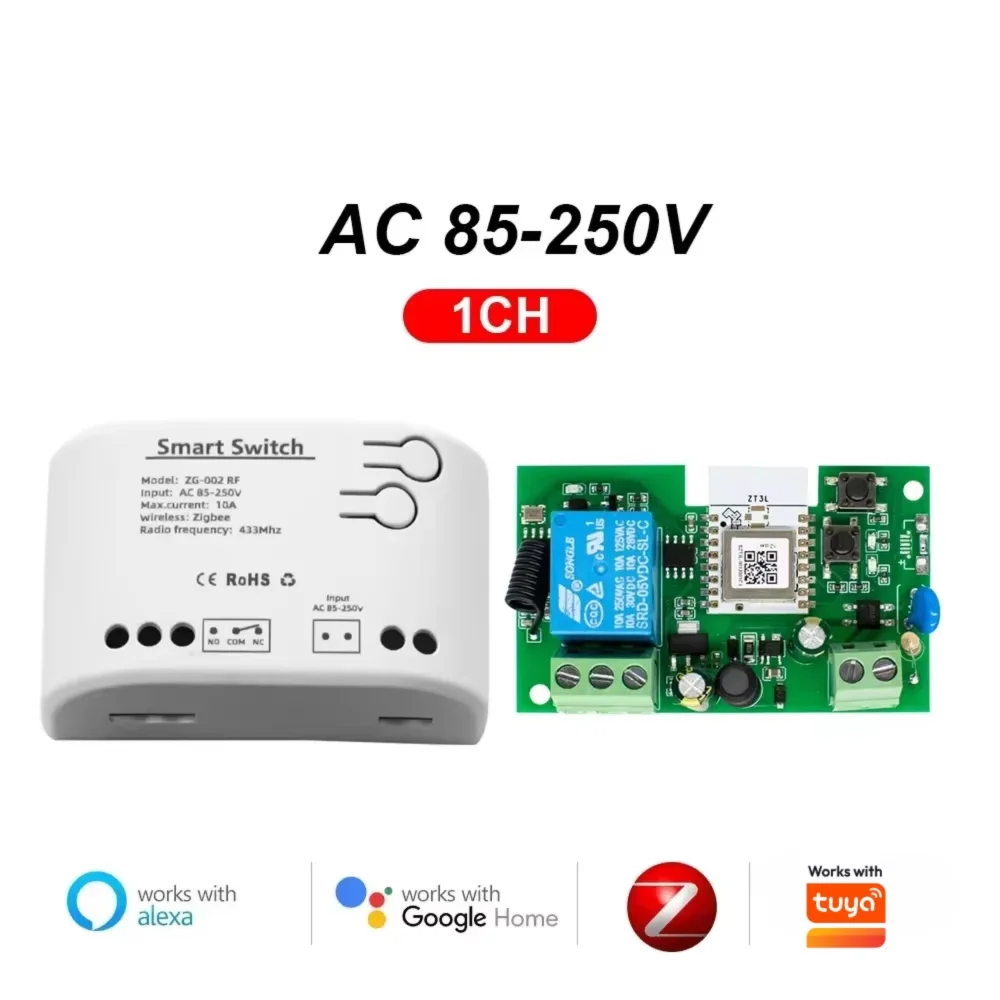 ZIGBEE 3.0 Smart Garage Door Opener AC DC7-32V 85-250V Remote Control Wireless Switch Relay Works with Tuya Smartlife Alexa