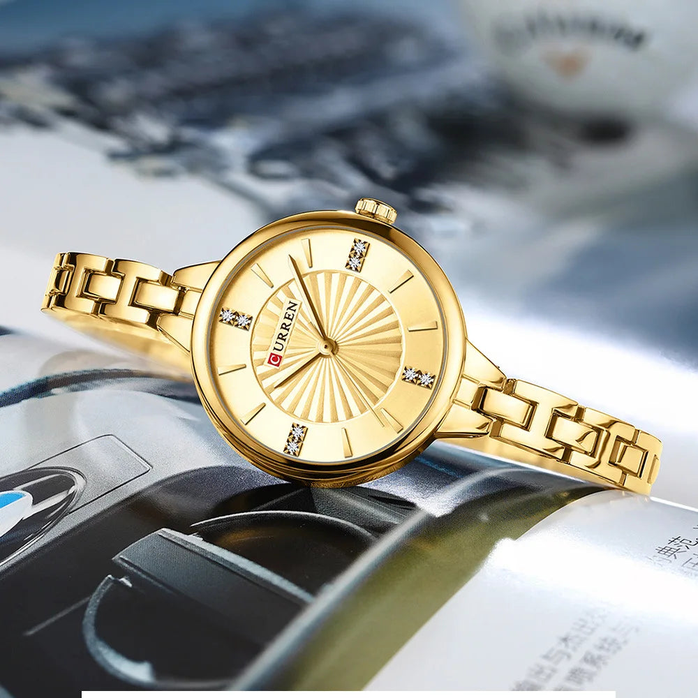 CURREN 9097 Elegant Women's Quartz Watch Luxury Stainless Steel Strap Women's Watch часы женские наручные