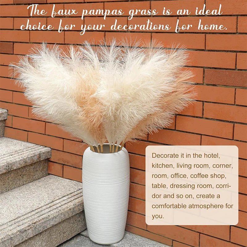 90/120CM 1Pcs Fluffy Pampas Grass Bouquet for Wedding Home Party Vase Decoration Boho Fake Plant Reed Flowers Arrangement