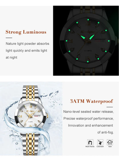 POEDAGAR Luxury Brand Women's Watches Waterproof Luminous Date Week Quartz Watch For Woman Stainless Steel Fashion Ladies Watch
