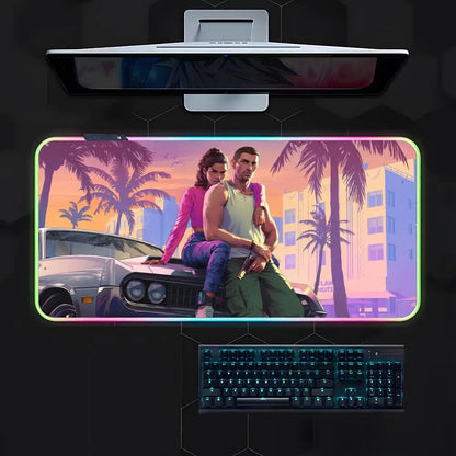 Game G-gta 6 Mouse Pad Gamer Luminescence Led Mouse Pad Gaming Table Rgb Deskmat Keyboard Pc Mousepad
