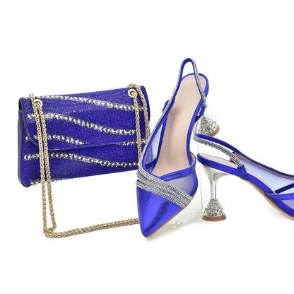 New Fashion Africa Women Shoes and Bags Set with Rhinestone Shoes for Women 2025 Designer Luxury Italian Shoe and Bag Set