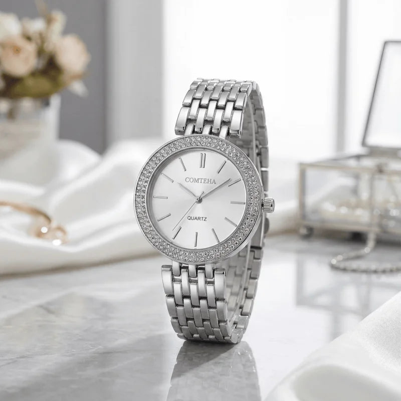 New Women's Watches Luxury Brand Contena Ladies Quartz Watch Full Stainless Steel Female Clock Wristwatches Gift Reloj Mujer
