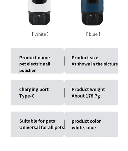 Electric 6-speed adjustable pet nail polisher large/small dog nail clipper 2 LED lights rabbit cat paw nail beauty accessories