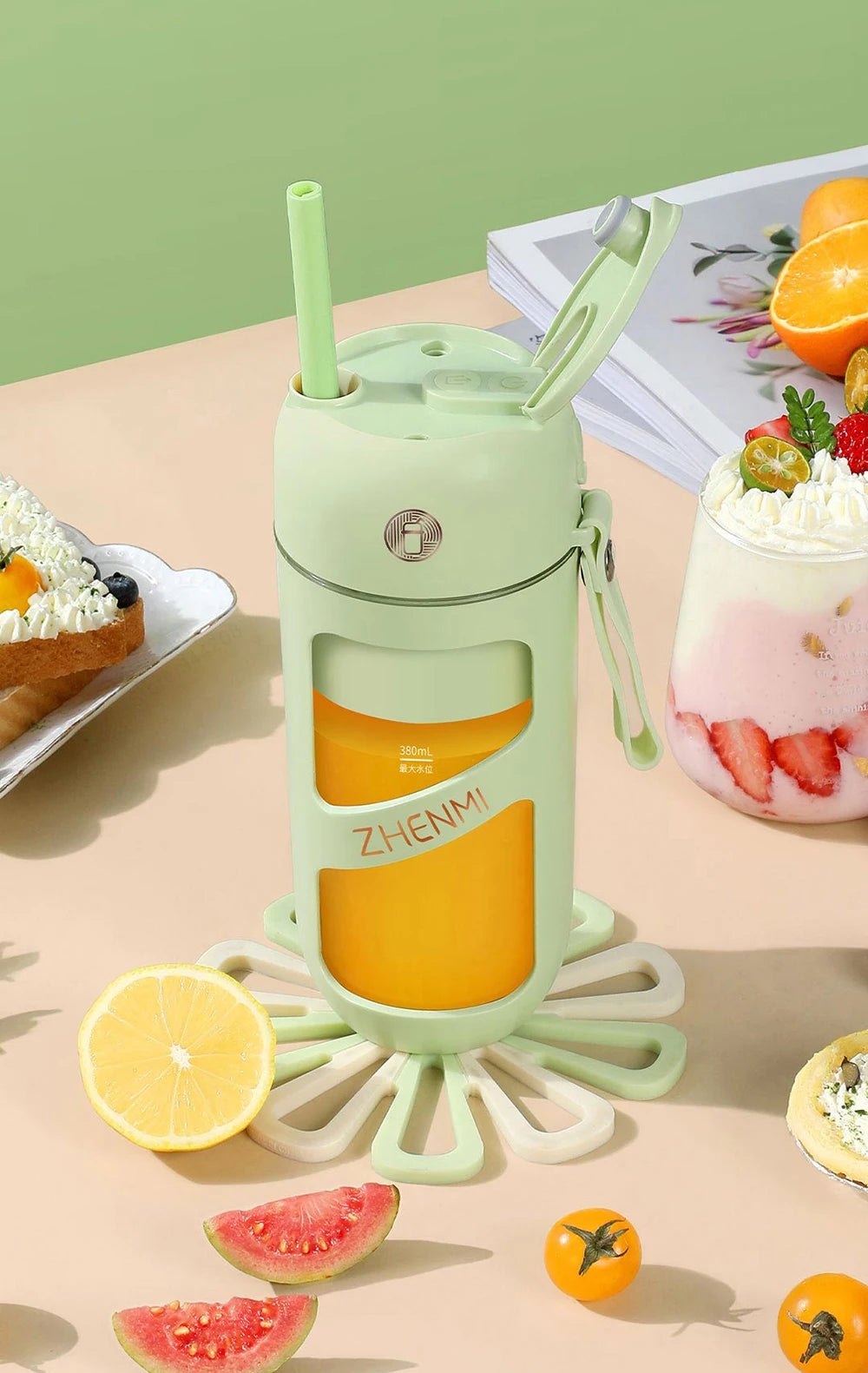 ZHENMI Portable Vacuum Juicer Crushed Ice Mixer Electric Mini Blender Fruit Vegetables Quick Juicing Kitchen Food Processor