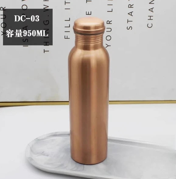 Pure Copper Handmade Water Bottle Metal Canteen Vessel for Yoga Outdoor Sports