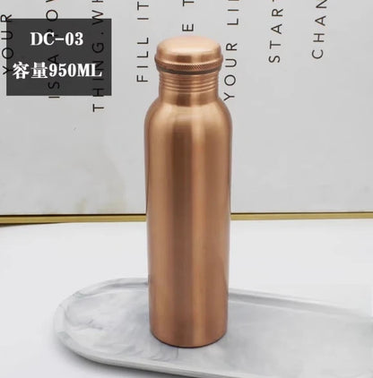 Pure Copper Handmade Water Bottle Metal Canteen Vessel for Yoga Outdoor Sports