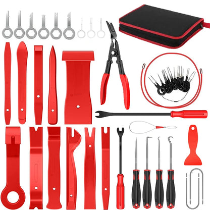 Car Trim Removal Tool Auto Disassembly Tools Door Panel Audio Removal Tool Kit with Clip Pliers Fastener Remover Pry Tool Set