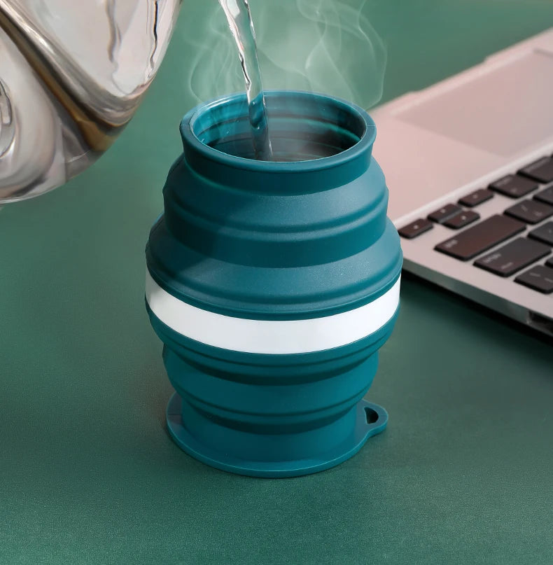 Creative ORIGIN CUP Portable Silicone Folding Cup with Lid Travel Wash Mouth Cup Heat Resistant Water Coffe Cup for Outdoor Camp
