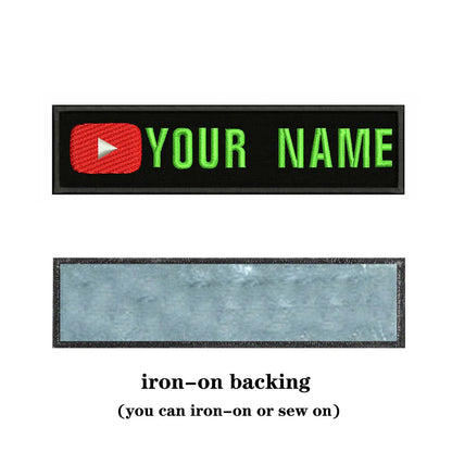 YouTube Logo 10X2.5cm Embroidery Custom Name Text Patch Stripes Badge Iron On Or  Patches