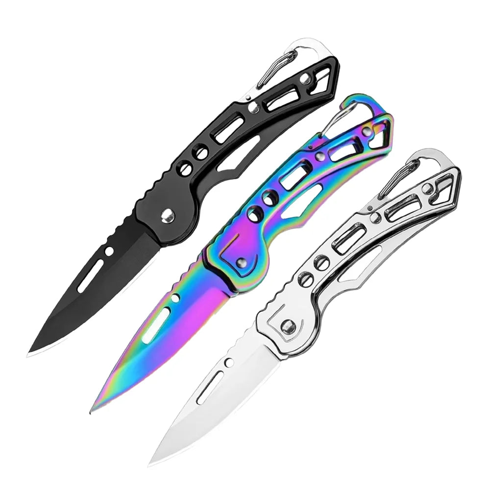 Folding Pocket Knife Portable Stainless Steel Fruit Knife with Non-slip Handle Outdoor Survival Hunting Camping Household Tools