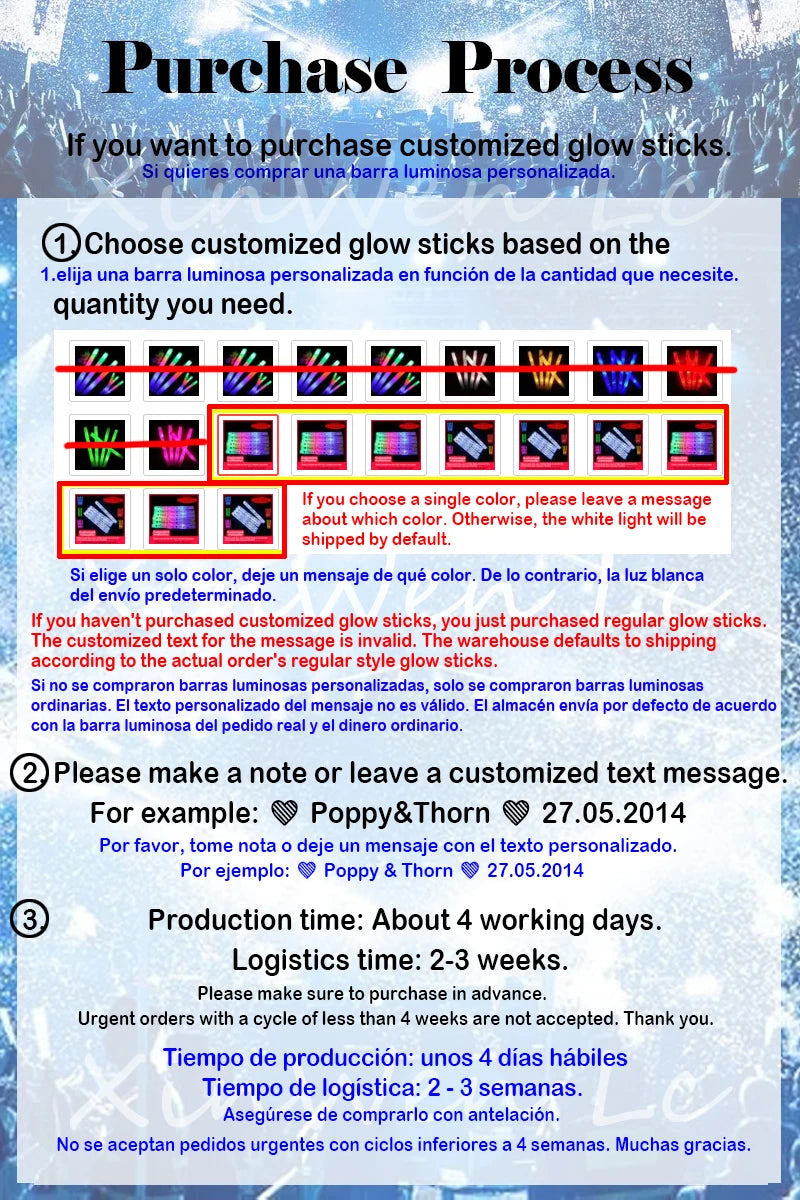 30/40/60/80/100/120Pcs RGB LED Glow Bulk Party Supplies Colorful Glow Sticks Foam Stick Cheer Tube Dark Light Birthday Wedding