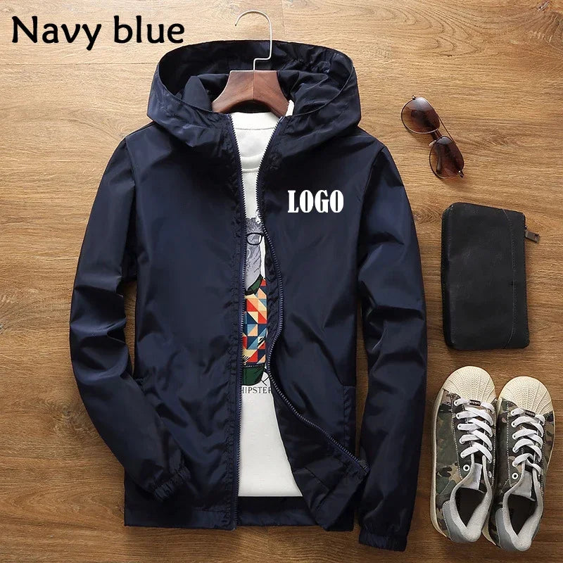 Customized Travel Team Zipper Jacket, Men's and Women's Hooded Unisex UV Resistant Waterproof Jacket, Outerwear, Spring, Summer,