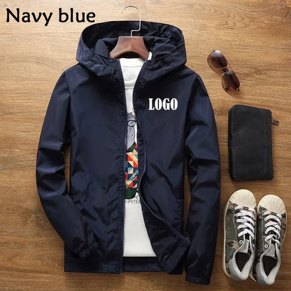 Customized Travel Team Zipper Jacket, Men's and Women's Hooded Unisex UV Resistant Waterproof Jacket, Outerwear, Spring, Summer,