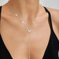Stainless Steel Y-Shaped Pendant Necklace for Women Girls, Elegant Fashion Simulated Diamond Long Tassel Dangle Jewelry Gifts