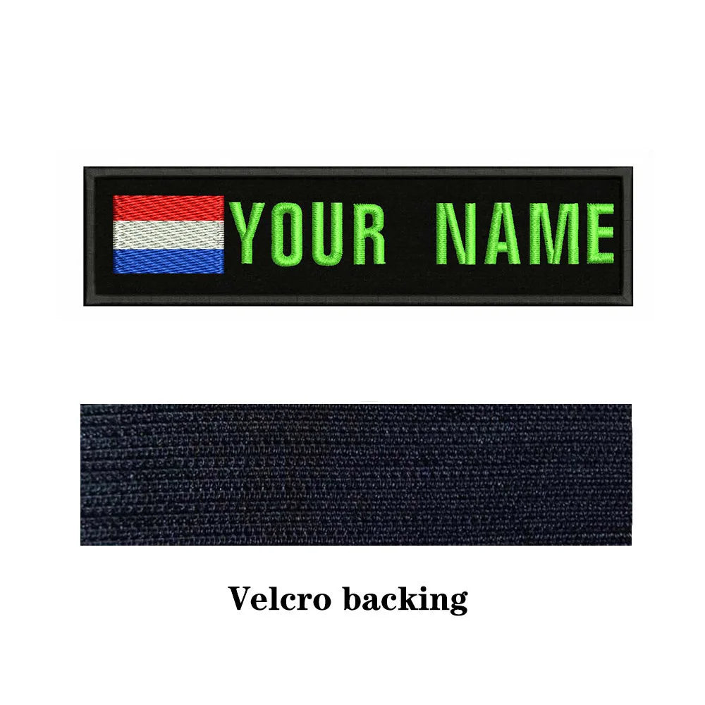 Dutch Flag Netherlands 10X2.5cm Embroidery Custom Name Text Patch Stripes Badge Iron On Or  Patches