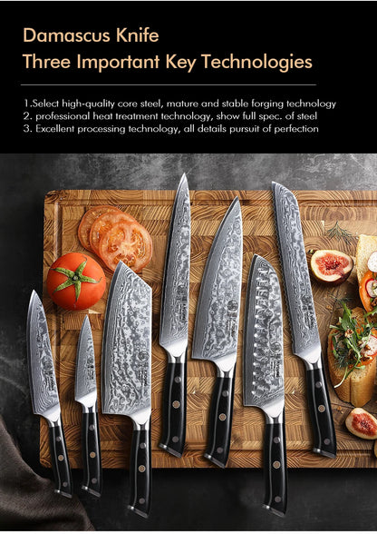 F.YOUNG Professional Kitchen Knives Damascus Steel Japanese Chef Knife Slicer Sashimi Utility Fruit Cooking Kitchenware Utensils