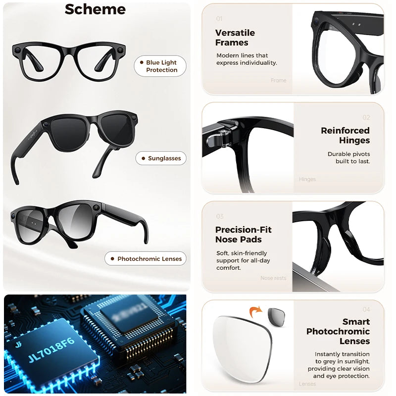 2026 Smart AI Glasses 4K HD Camera M02 Ultra ChatGPT 3600mAh Charging Case Power Bank 32GB Translation Music Video Sunglasses