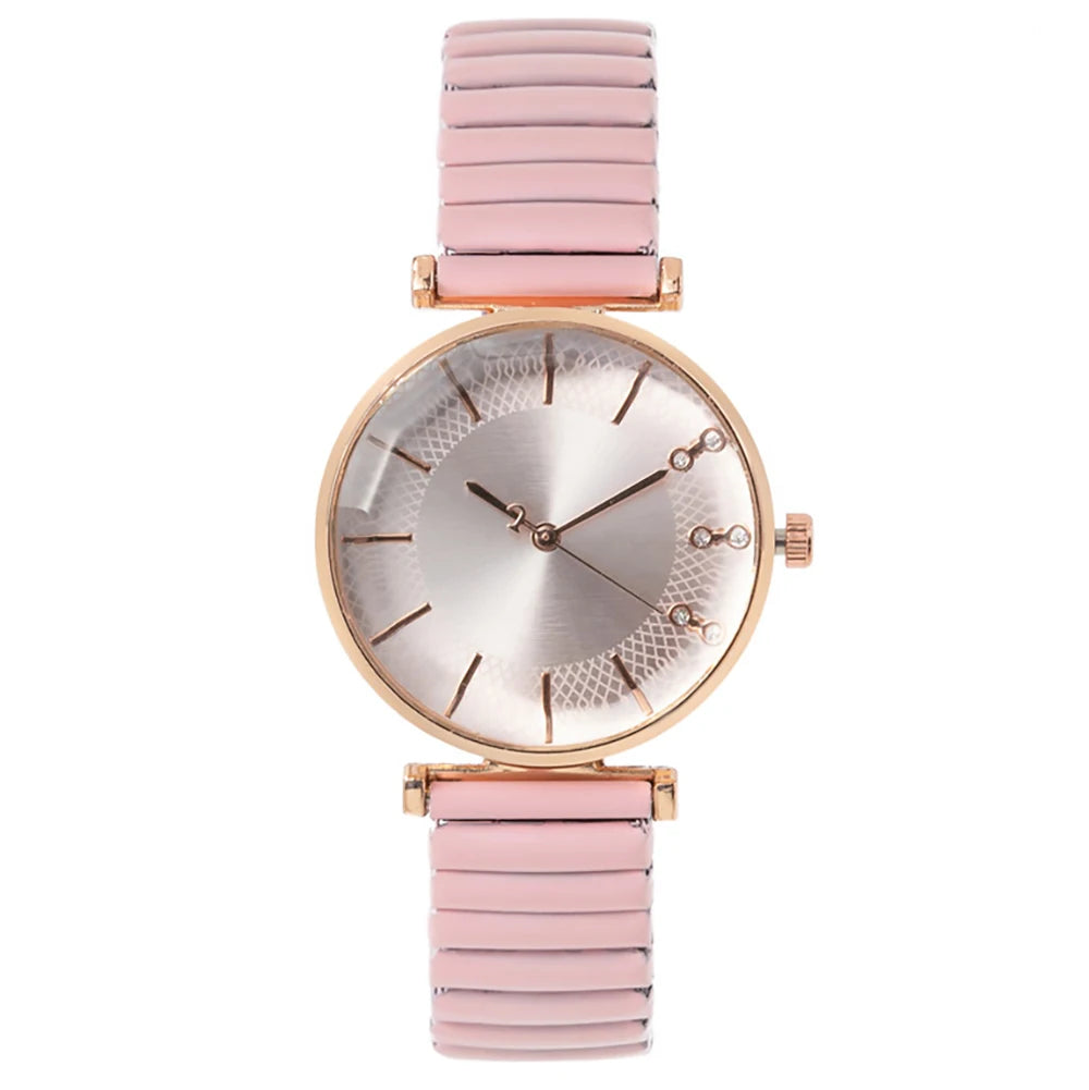 Luxury Treasure Blue Crystal Ladies Quartz Watch - Casual Stainless Steel Stretch Strap Fashion Women's Dress Clock