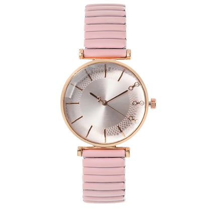 Luxury Treasure Blue Crystal Ladies Quartz Watch - Casual Stainless Steel Stretch Strap Fashion Women's Dress Clock