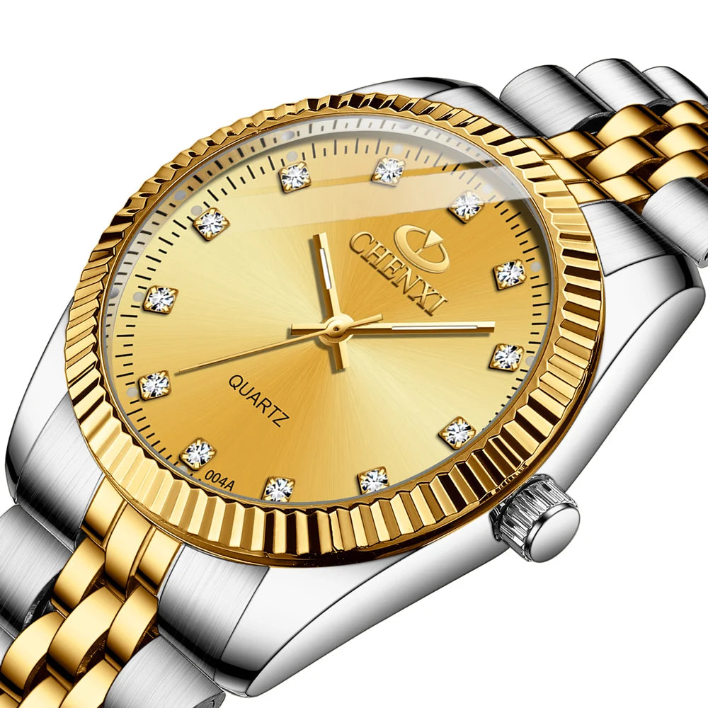 CHENXI Hot Sale Luxury Women's Golden Stainless Steel Small Dial Watch Quartz Charm Dress Trendy Wristwatch for Fashion Lady