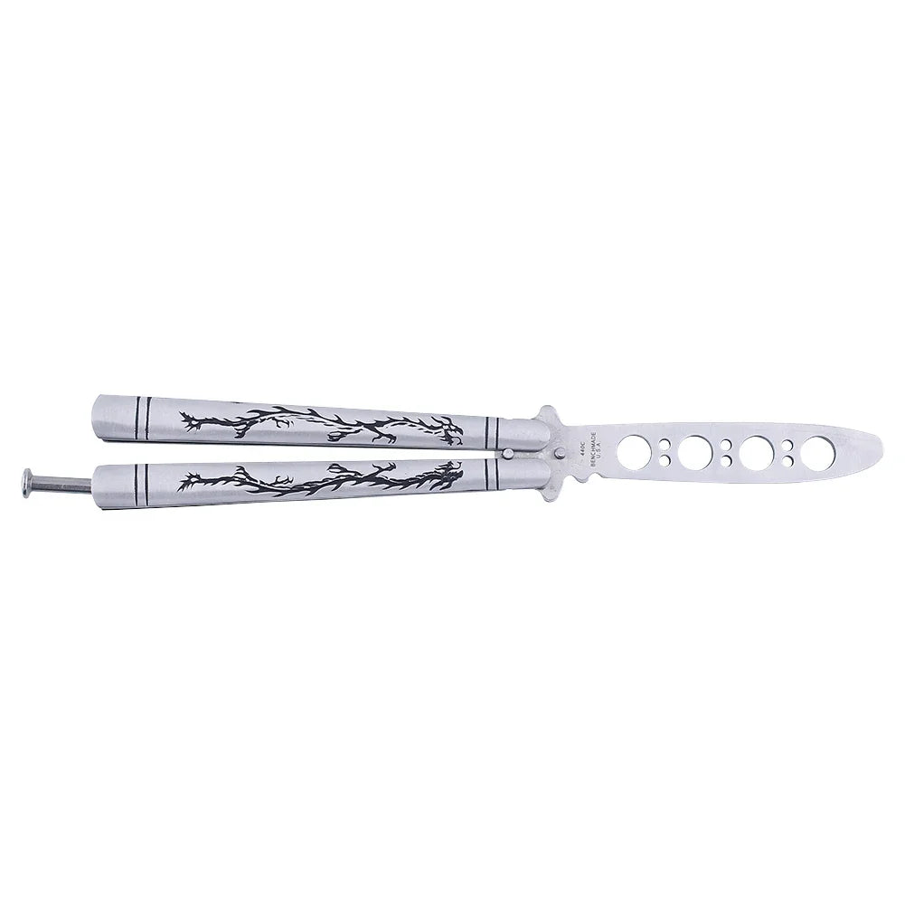 Outdoor Training Butterfly Knife Trainer  Stainless Steel Knife Folding Knife No Edge Dull Tool Combs Shape 56 HRC