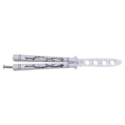 Outdoor Training Butterfly Knife Trainer  Stainless Steel Knife Folding Knife No Edge Dull Tool Combs Shape 56 HRC