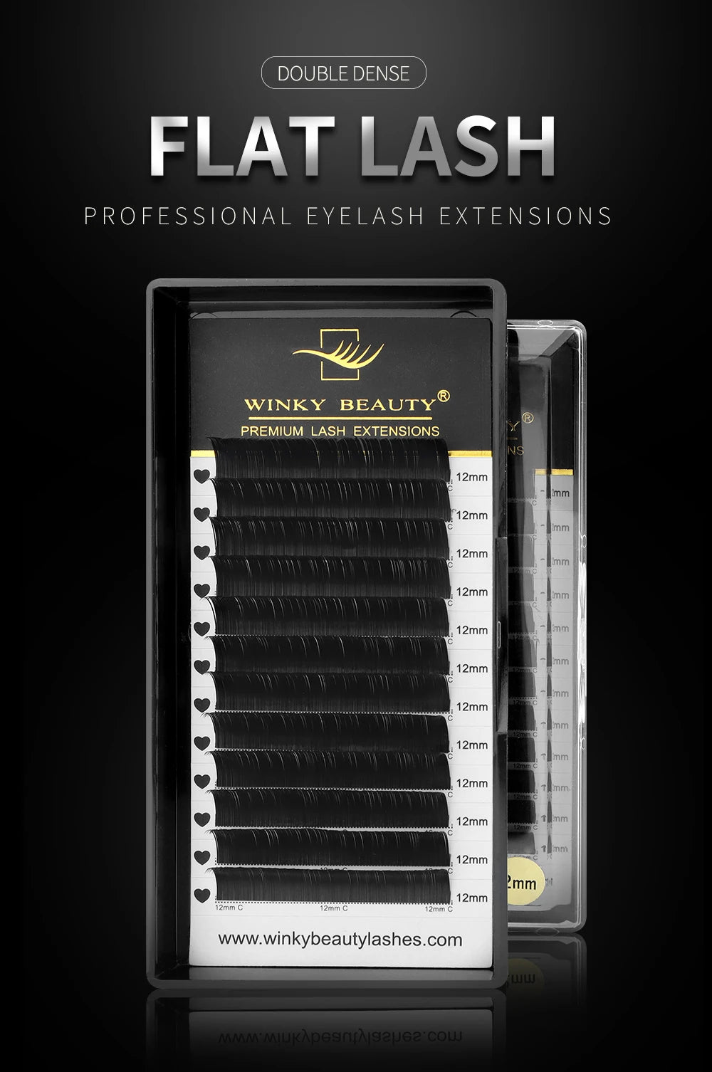 Winky Beauty Flat Ellipse Eyelash  Matte Pure Black Color Super Soft Gentle Natural Eyelash Extension Flat Shape Lashes