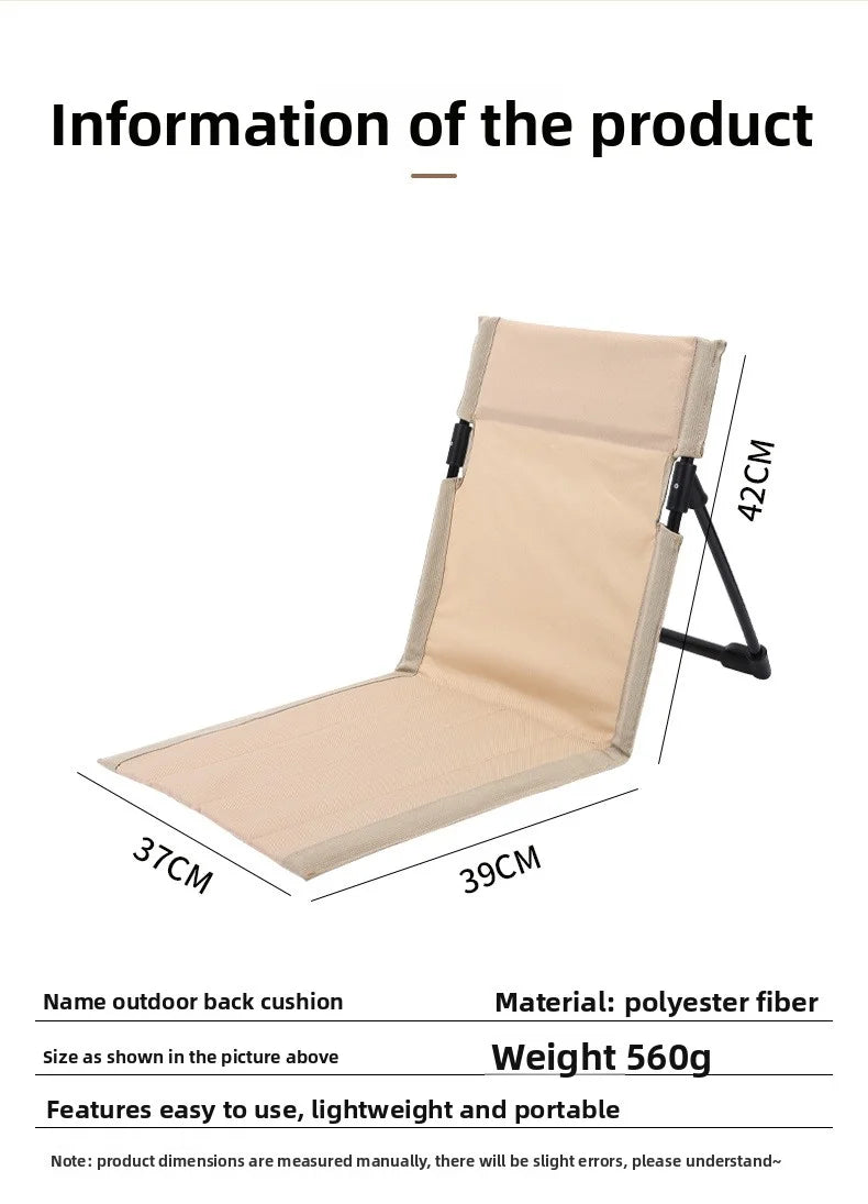 Lightweight Portable Outdoor Folding Beach Chair picnic groud seat One-Piece Backrest Design for Camping Travel Leisure No Legs