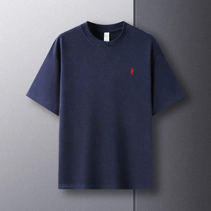 100% pure cotton short sleeve round neck men's T-shirt hot selling luxury brand summer exquisite pony embroidery breathable top