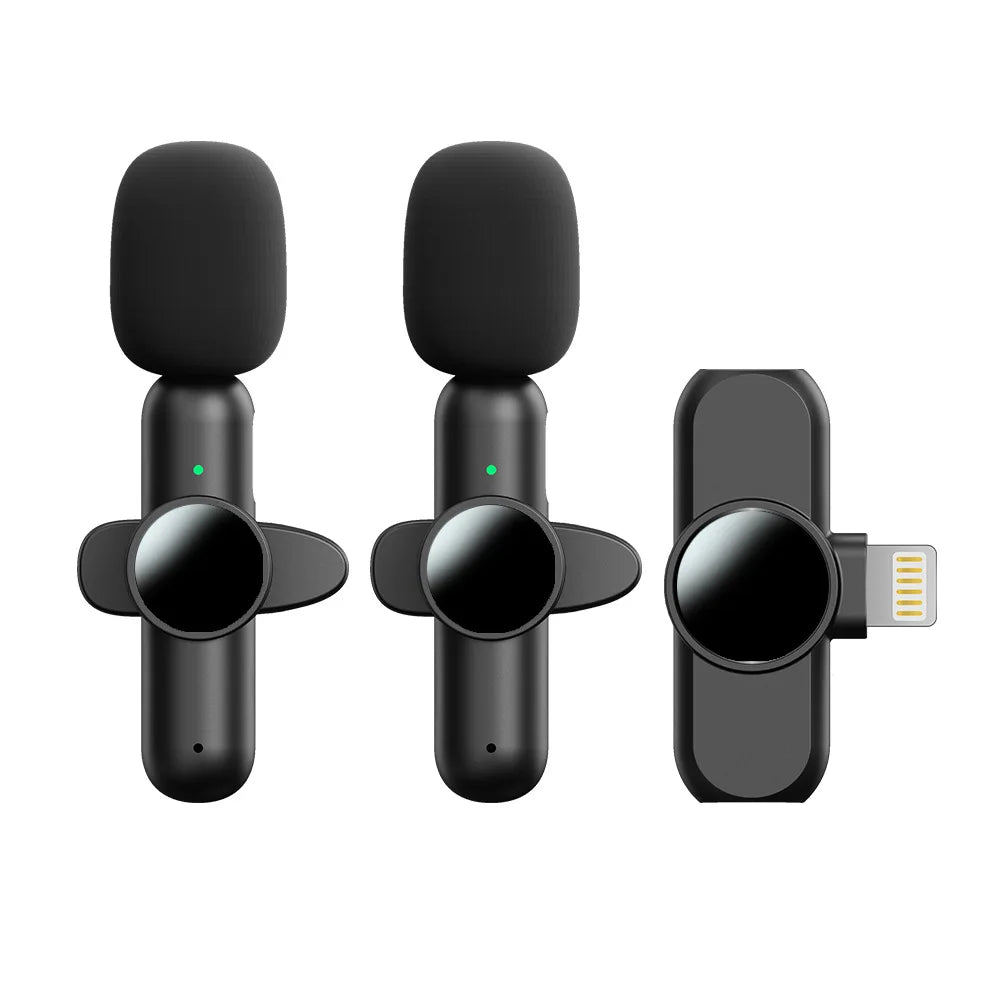 Basix 2.4G Wireless Stereo Lavalier Microphone Live Interview Outdoor Mini Noise Cancelling  for iPhone Android rotate Lapel Mic