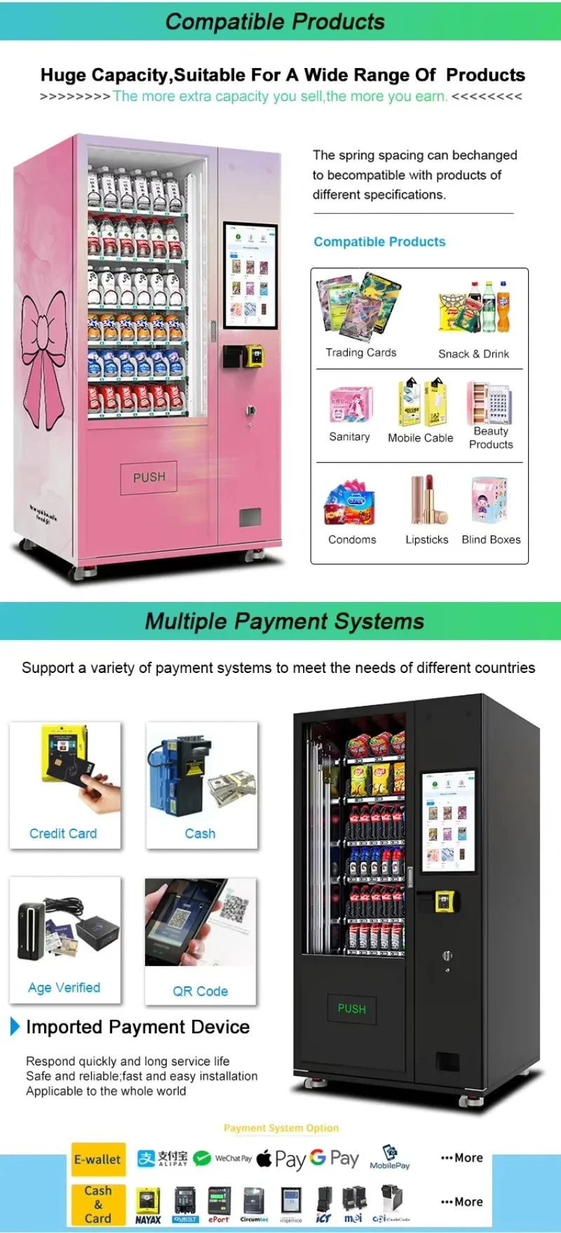 Customized Smart Fridge AI Camera Automatic Vending Refrigerated Snacks Beverage Machine