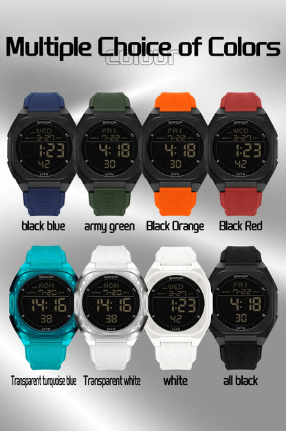 SANDA Digital Watch Multi-function Alarm Clock Luminous Waterproof Silicone Wristwatch Casual Students Electronic Watches