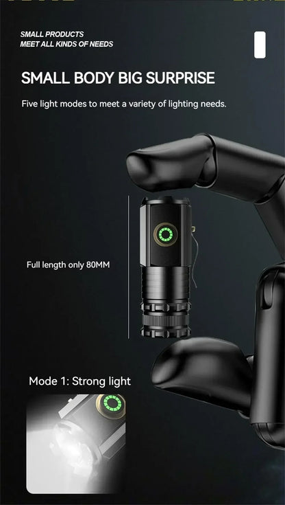 High Quality 3*SST20 LED Flashlight 18350 Super Bright Torch Rechargeable USB Light Waterproof with CAP CLIP for Hiking Camping