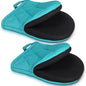 1 Pair Kitchen Oven Gloves High Heat Resistant Short Oven Mitts with Non-Slip Grip Surfaces and Hanging for BBQ Baking Cooking