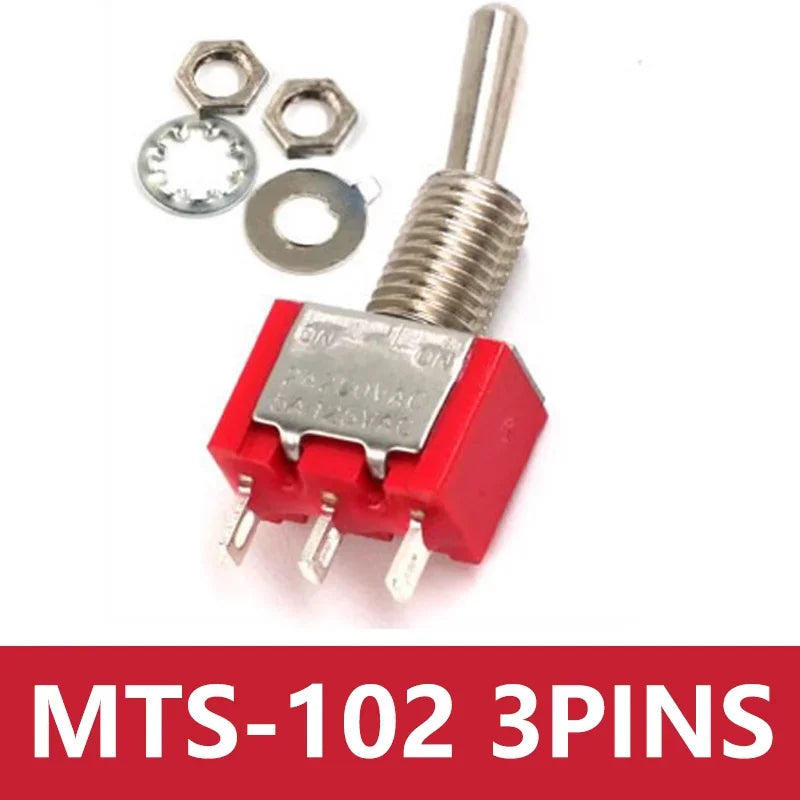 10pcs 6mm Miniature Switches Toggle Switch Single Pole Double Throw Mini Waterproof Cap Micro Switch ON-OFF-ON 6A