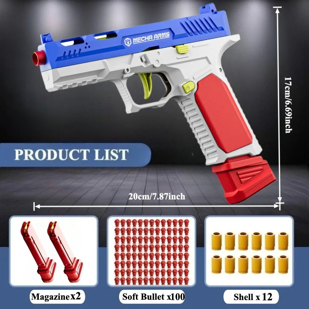 Automatic Continuous Firing SIG17 Shell Ejceting Toy Gun EVA Soft Bullets Airsoft Pistol for Outdoor Sports Shooting Gift