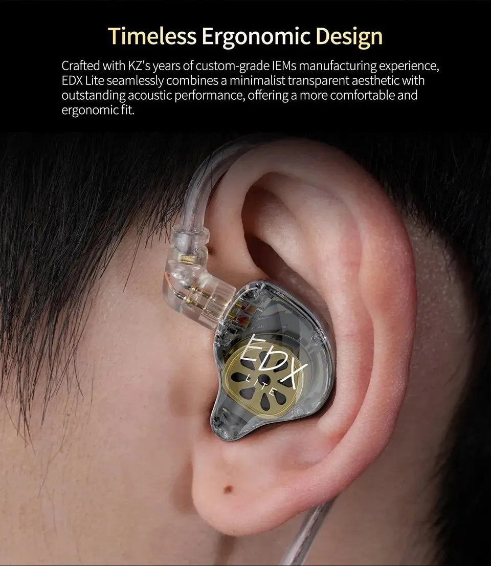 KZ EDX Lite HIFI Bass Earphones Stereo Music Earbuds In Ear Monitor Stage Live Headphones Gaming Sports Headset