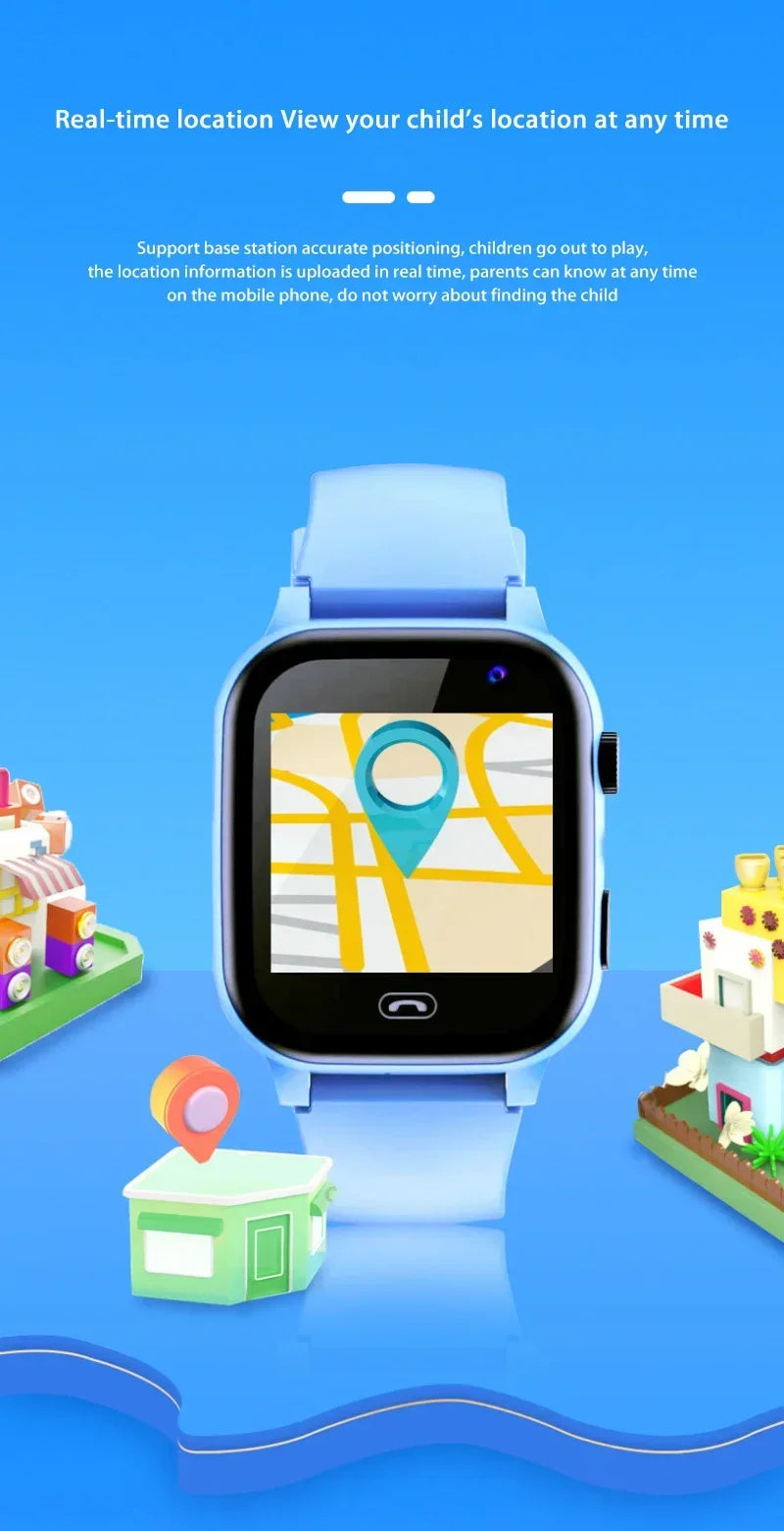 Lenovo Kids Smart Watch SOS Wifi GPS Location Video Call Electronic Watch Card Camera Waterproof School For Boys Girls For Gift