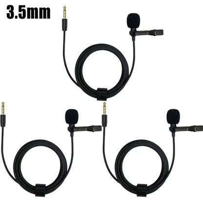 1-5pc Portable Lavalier Microphone Metal Clip Lapel Mic Wired 3.5mm/Type-C/USB For Mobile Phone Laptop DSLR Camera Lound Speaker