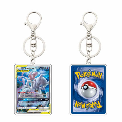 Key chain Charmander Mewtwo Umbreon Jigglypuff Venusaur Blastoise Solgaleo Game Card Acrylic Keychain Pendant Decoration